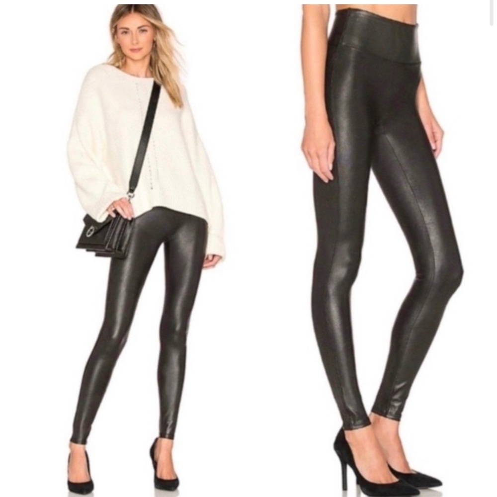SPANX Faux Leather High-Waist Leggings in Black